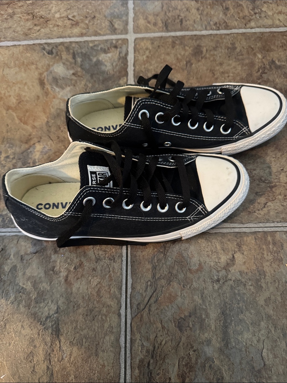 Converse Black and White Low Top Canvas Sneakers - Picture 3 of 6